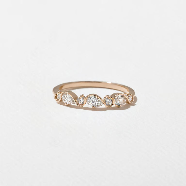 Linnea- Round & Pear Wave Lab Grown Diamond Wedding Band