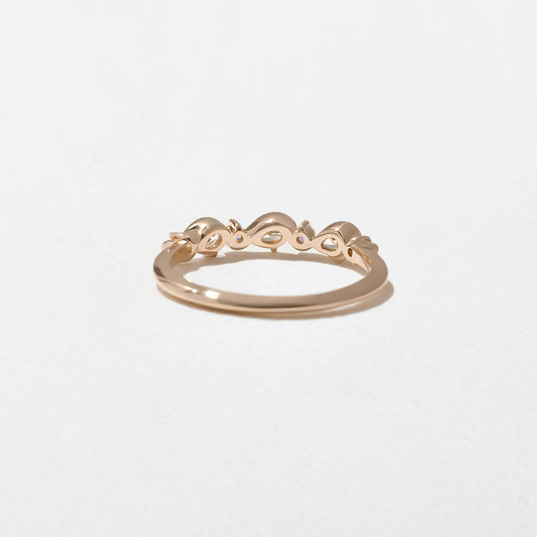 Linnea- Round & Pear Wave Lab Grown Diamond Wedding Band