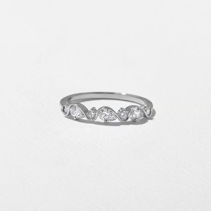 Linnea- Round & Pear Wave Lab Grown Diamond Wedding Band