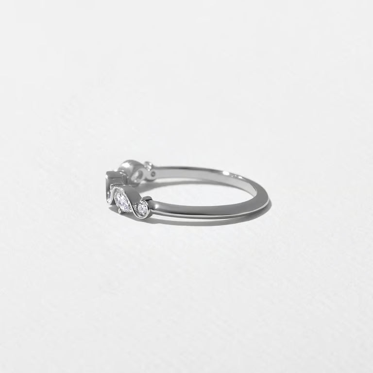 Linnea- Round & Pear Wave Lab Grown Diamond Wedding Band
