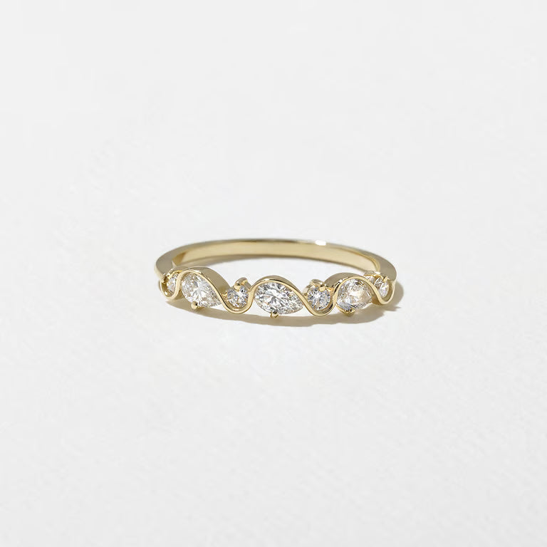 Linnea- Round & Pear Wave Lab Grown Diamond Wedding Band