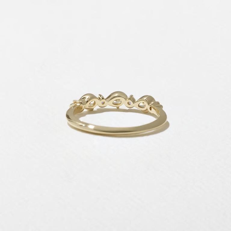 Linnea- Round & Pear Wave Lab Grown Diamond Wedding Band