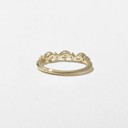 Linnea- Round & Pear Wave Lab Grown Diamond Wedding Band