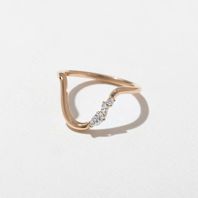 Lotus- Pear, Marquise & Round Chevron Lab Grown Diamond Wedding Band