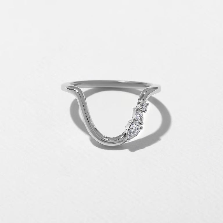 Lotus- Pear, Marquise & Round Chevron Lab Grown Diamond Wedding Band