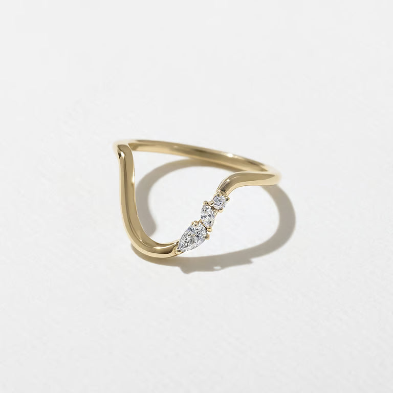 Lotus- Pear, Marquise & Round Chevron Lab Grown Diamond Wedding Band