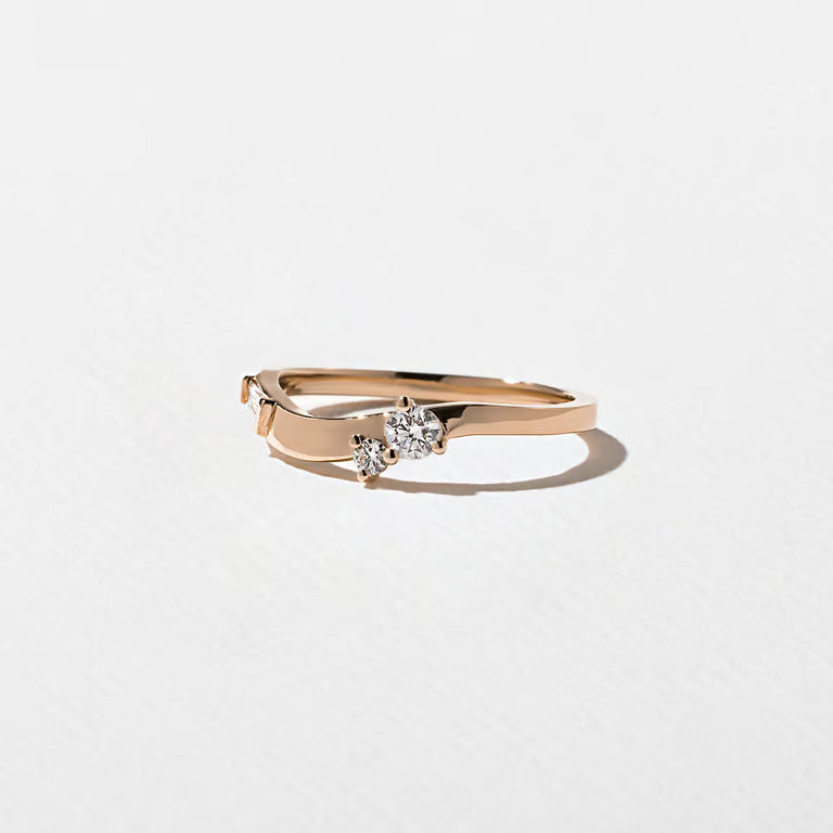Maia- Round & Tapered Baguette Curved Lab Grown Diamond Wedding Band