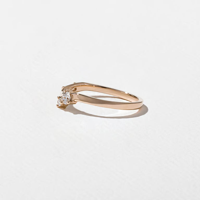 Maia- Round & Tapered Baguette Curved Lab Grown Diamond Wedding Band