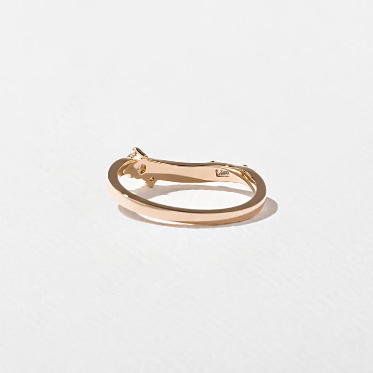 Maia- Round & Tapered Baguette Curved Lab Grown Diamond Wedding Band
