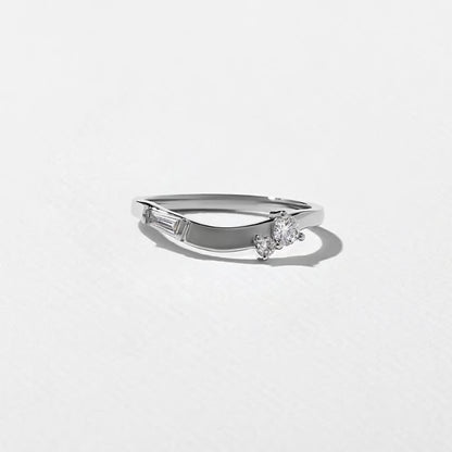 Maia- Round & Tapered Baguette Curved Lab Grown Diamond Wedding Band