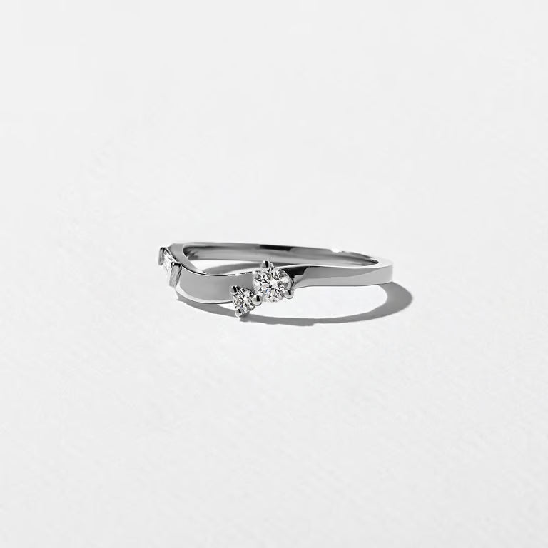 Maia- Round & Tapered Baguette Curved Lab Grown Diamond Wedding Band