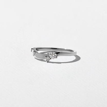 Maia- Round & Tapered Baguette Curved Lab Grown Diamond Wedding Band