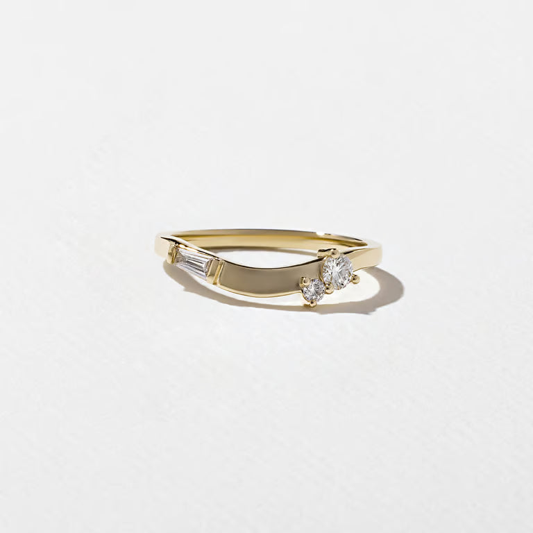 Maia- Round & Tapered Baguette Curved Lab Grown Diamond Wedding Band