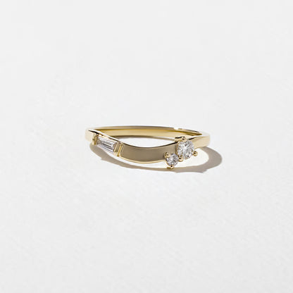Maia- Round & Tapered Baguette Curved Lab Grown Diamond Wedding Band
