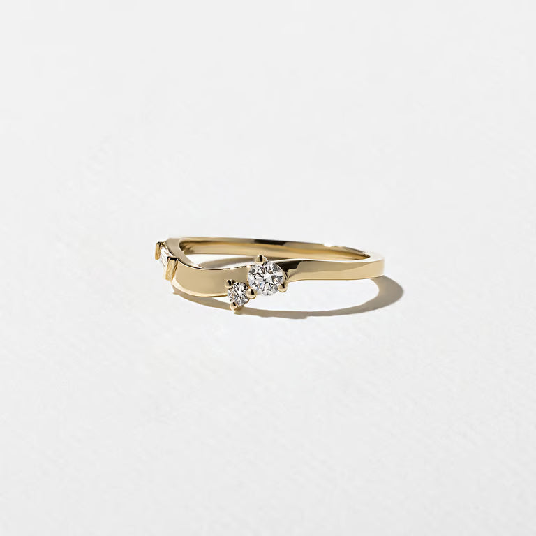 Maia- Round & Tapered Baguette Curved Lab Grown Diamond Wedding Band