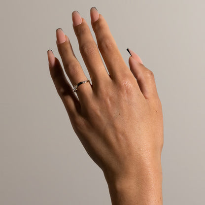 Maia- Round & Tapered Baguette Curved Lab Grown Diamond Wedding Band