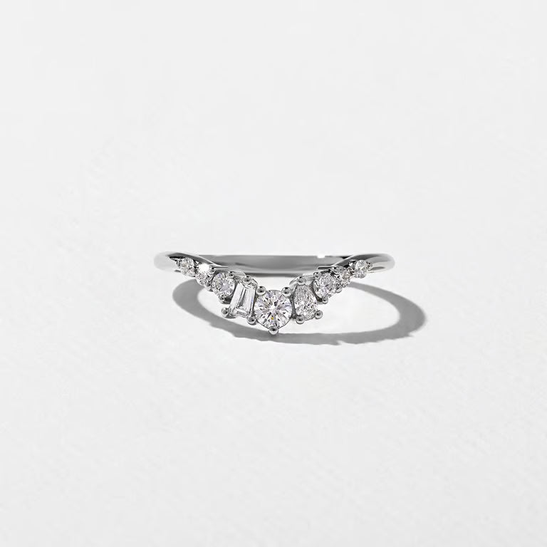 Marisol- Round, Taper Baguette & Pear Lab Grown Diamond Wedding Band