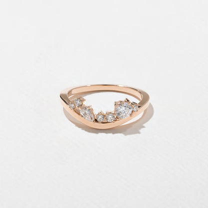 Meadow- Round & Pear Cluster Curved Lab Grown Diamond Wedding Band