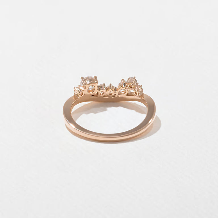 Meadow- Round & Pear Cluster Curved Lab Grown Diamond Wedding Band