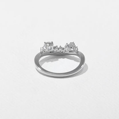 Meadow- Round & Pear Cluster Curved Lab Grown Diamond Wedding Band