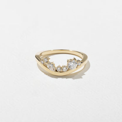 Meadow- Round & Pear Cluster Curved Lab Grown Diamond Wedding Band