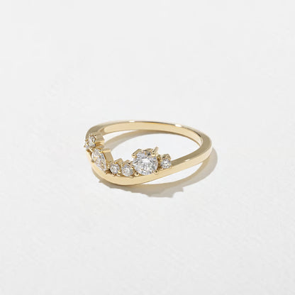 Meadow- Round & Pear Cluster Curved Lab Grown Diamond Wedding Band