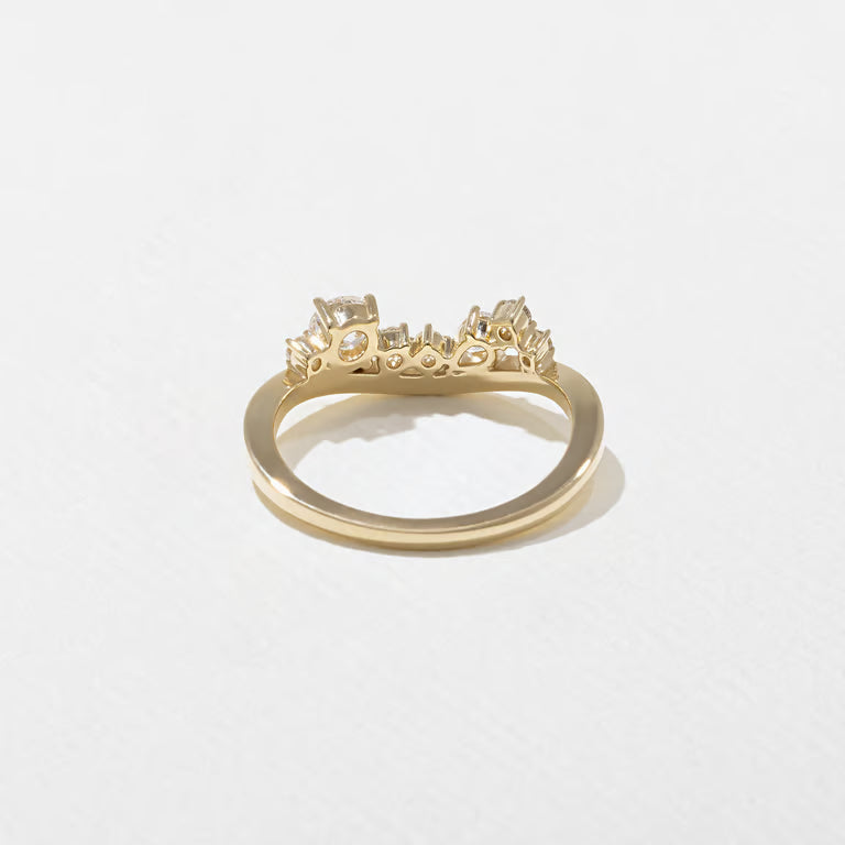 Meadow- Round & Pear Cluster Curved Lab Grown Diamond Wedding Band