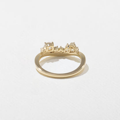 Meadow- Round & Pear Cluster Curved Lab Grown Diamond Wedding Band