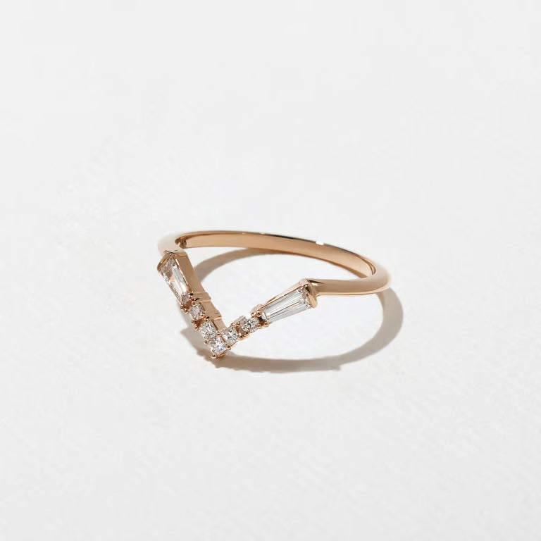Oceanne- Round, Taper Baguette & Princess Curved Lab Grown Diamond Wedding Band
