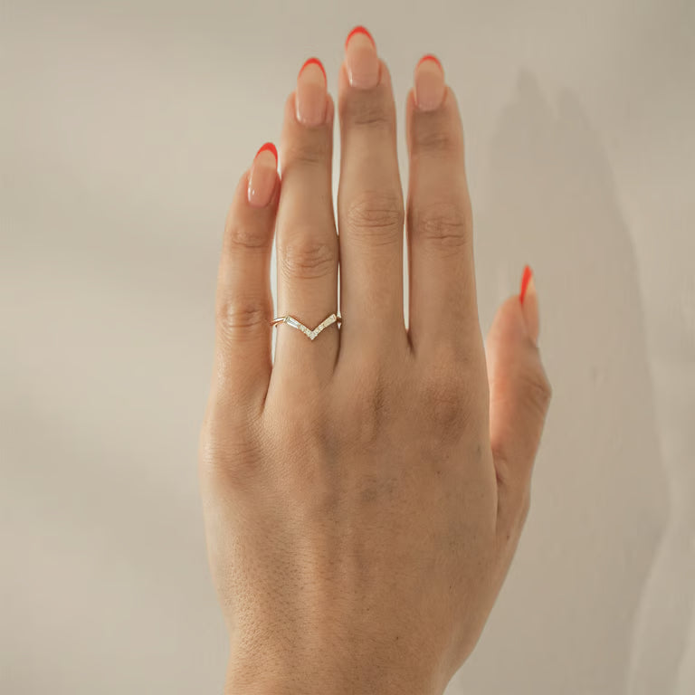 Oceanne- Round, Taper Baguette & Princess Curved Lab Grown Diamond Wedding Band