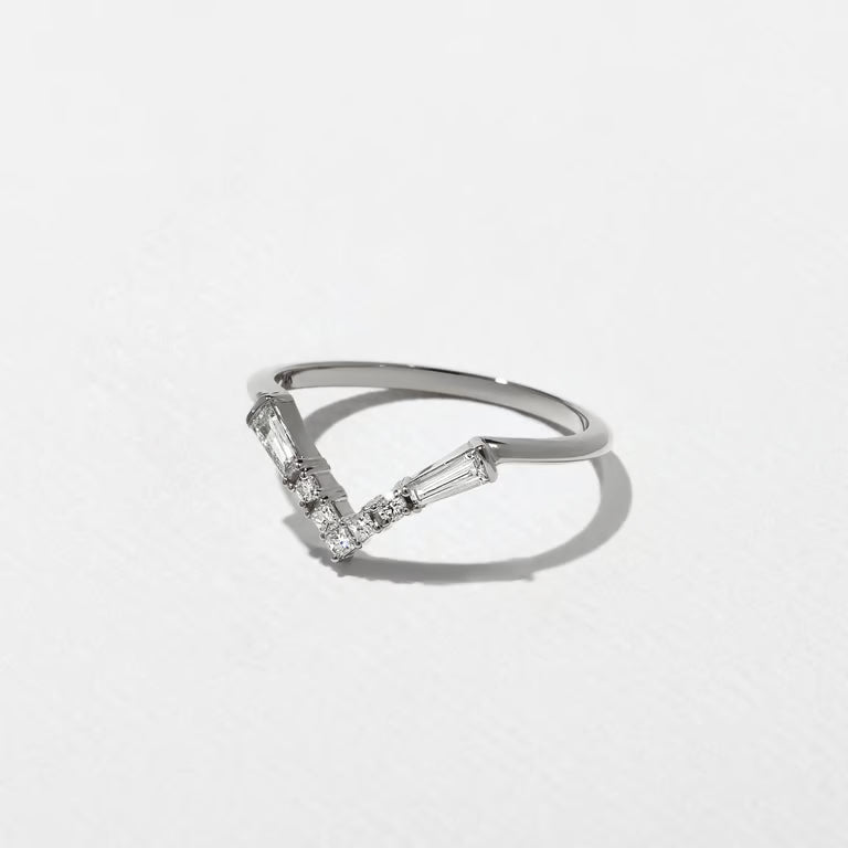 Oceanne- Round, Taper Baguette & Princess Curved Lab Grown Diamond Wedding Band