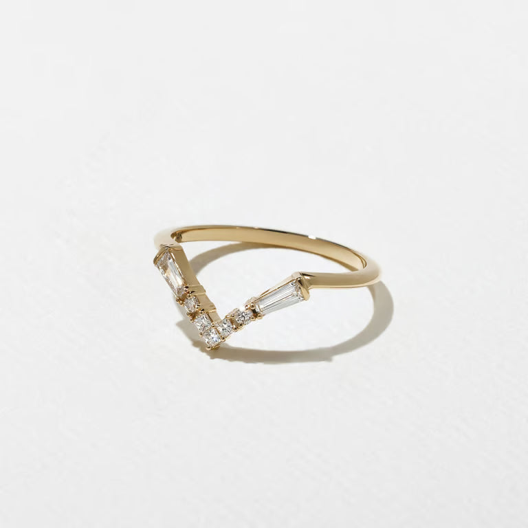Oceanne- Round, Taper Baguette & Princess Curved Lab Grown Diamond Wedding Band