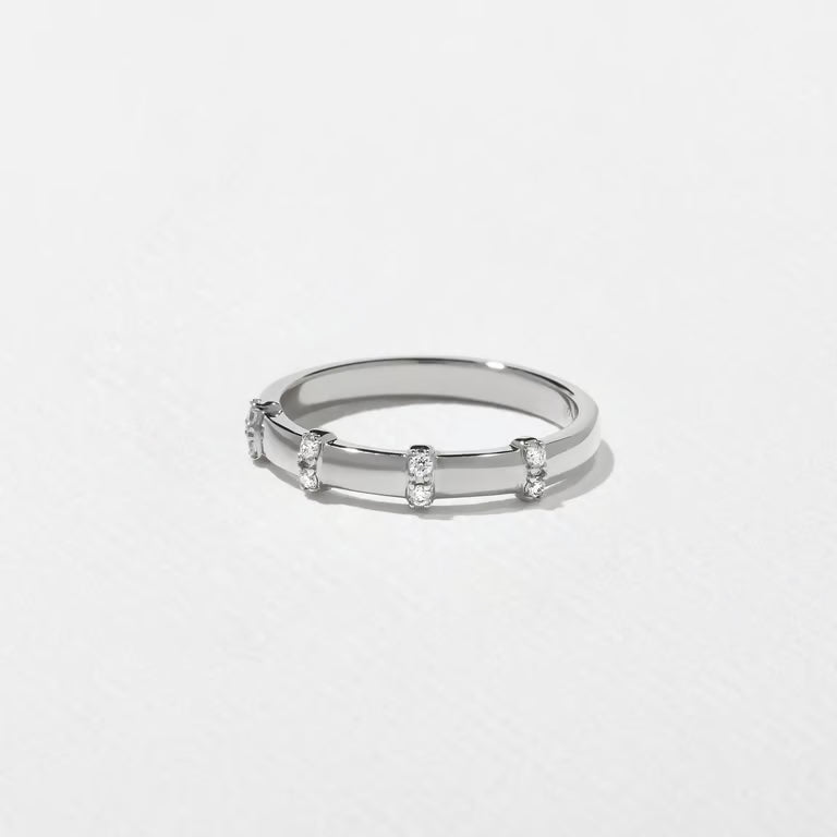 Reine- Round Scattered Bar Set Lab Grown Diamond Wedding Band