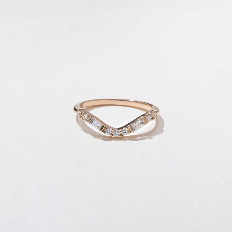 Rhea- Round & Baguette Curved Lab Grown Diamond Wedding Band