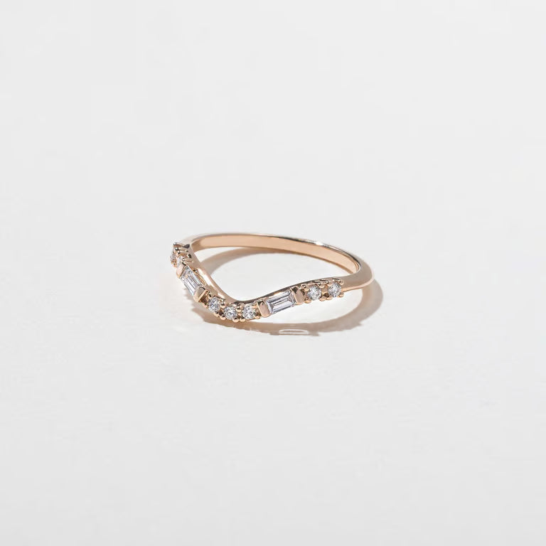 Rhea- Round & Baguette Curved Lab Grown Diamond Wedding Band