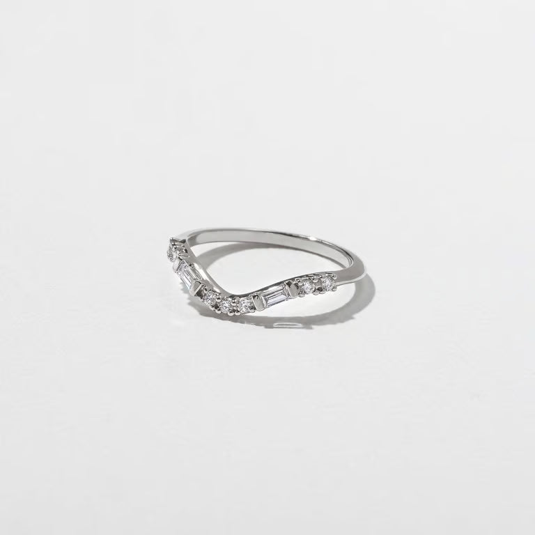 Rhea- Round & Baguette Curved Lab Grown Diamond Wedding Band