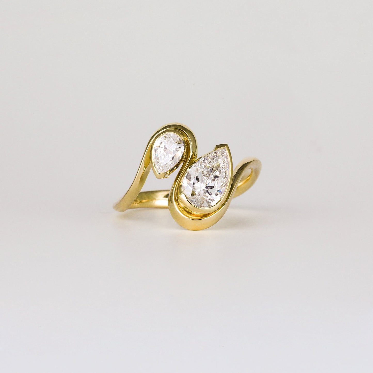 1.0 -3.0 CT Pear Cut Lab Grown Diamond Two Stone Engagement ring