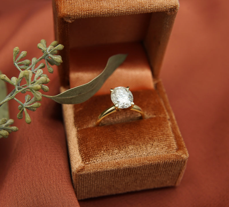 Solitaire Ring with 3.0 CT Oval Cut Moissanite