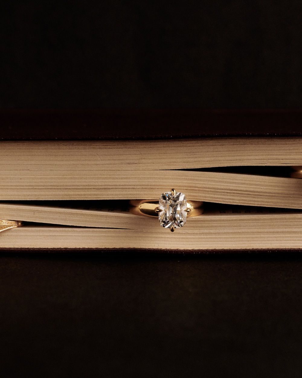 Giselle- Old Mine Elongated Cushion Compass Prong Solitaire Style Lab Grown Diamond Engagement Ring