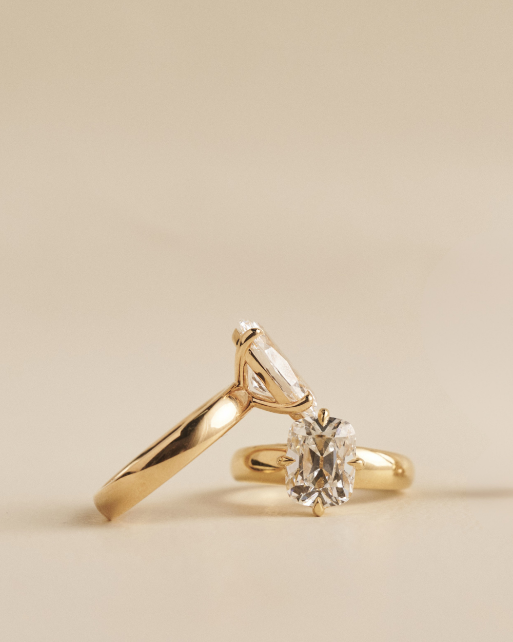 Giselle- Old Mine Elongated Cushion Compass Prong Solitaire Style Lab Grown Diamond Engagement Ring