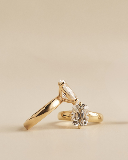 Giselle- Old Mine Elongated Cushion Compass Prong Solitaire Style Lab Grown Diamond Engagement Ring