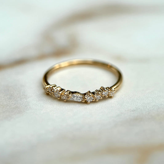 0.12 TCW Marquise & Round Lab Grown Diamond Half Eternity Wedding Band