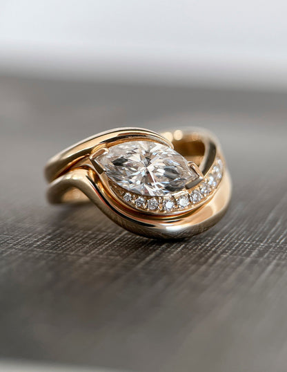 1.0- 2.0 CT Marquise Shape Lab Grown Diamond Pave Style Bridal Set