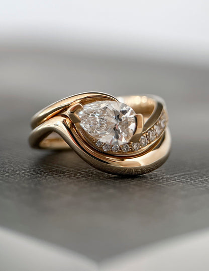 1.0- 2.0 CT Pear  Cut Lab Grown Diamond Pave Style Bridal Set
