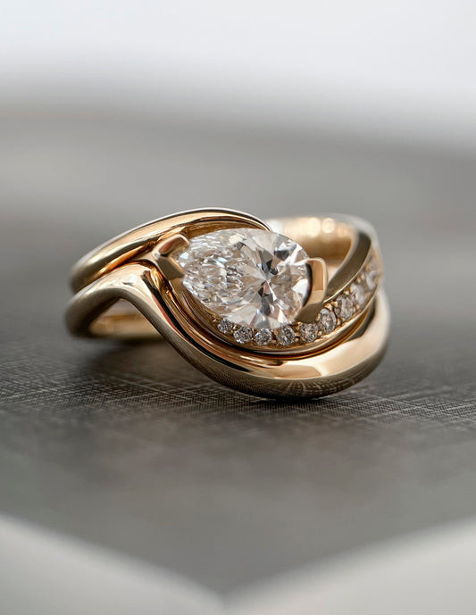 1.0- 2.0 CT Pear  Cut Lab Grown Diamond Pave Style Bridal Set