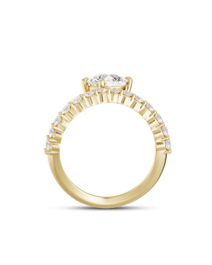Amelie- Oval Attach Double Band Style Lab Grown Diamond Engagement Ring