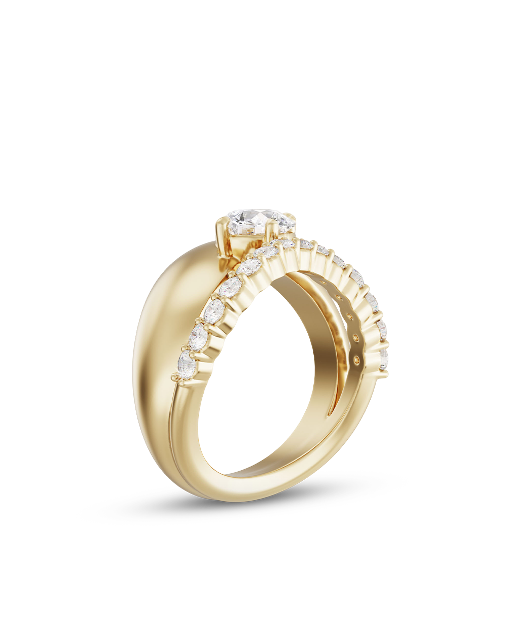 Amelie- Oval Attach Double Band Style Lab Grown Diamond Engagement Ring