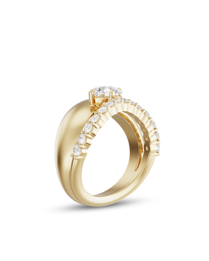 Amelie- Oval Attach Double Band Style Lab Grown Diamond Engagement Ring