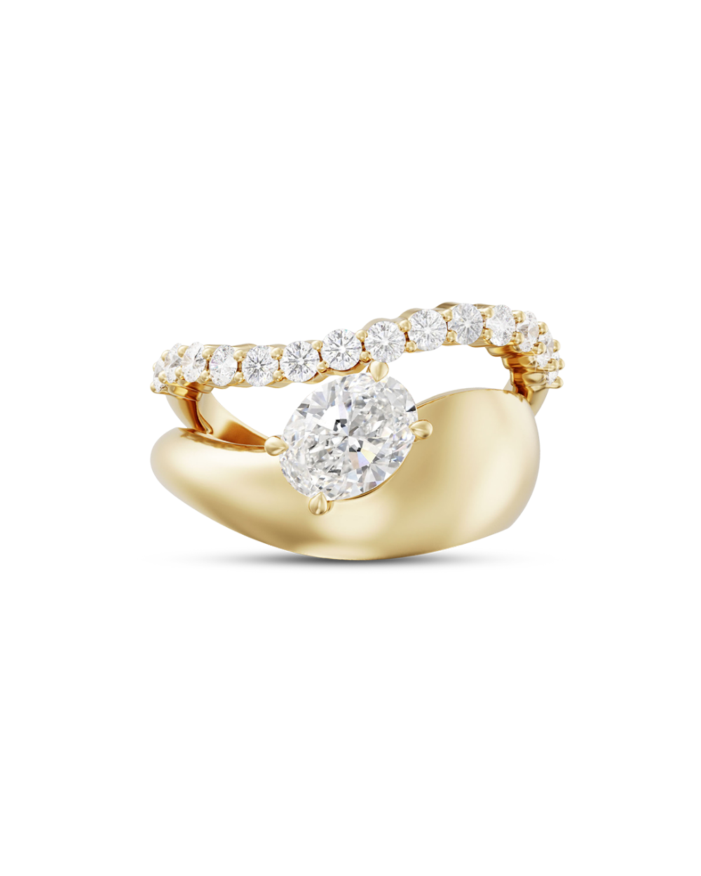 Amelie- Oval Attach Double Band Style Lab Grown Diamond Engagement Ring