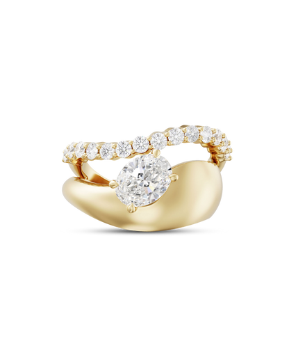 Amelie- Oval Attach Double Band Style Lab Grown Diamond Engagement Ring
